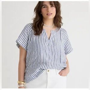 J. Crew Line Striped Blue and White Women's Top